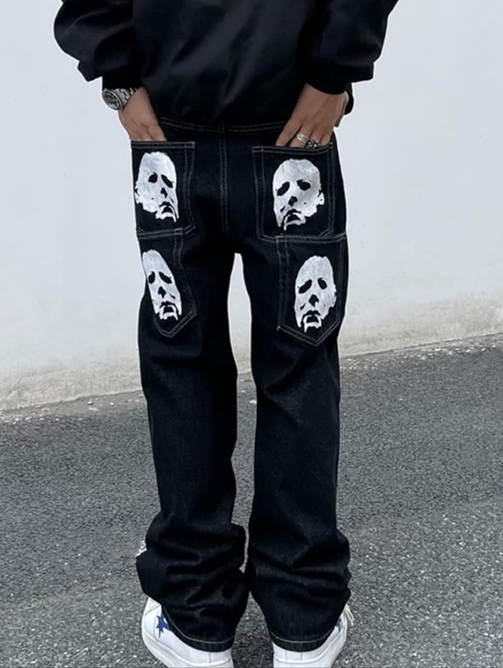 Knock Knock Other - Men's Horror Streetwear Jeans Y2K Hip Hop Jeans